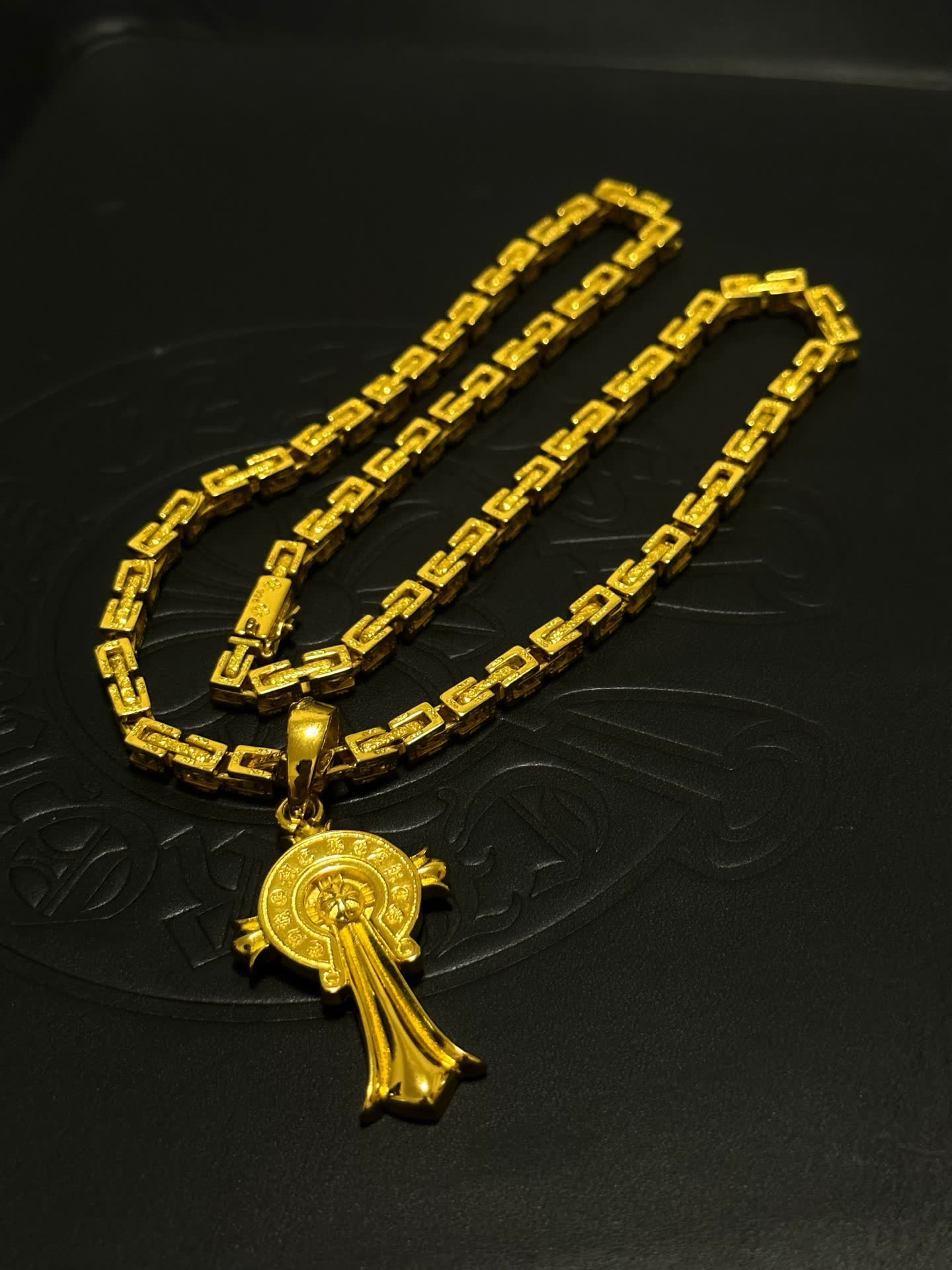 Chrome Hearts Gold-Plated Chain with Cross Pendant